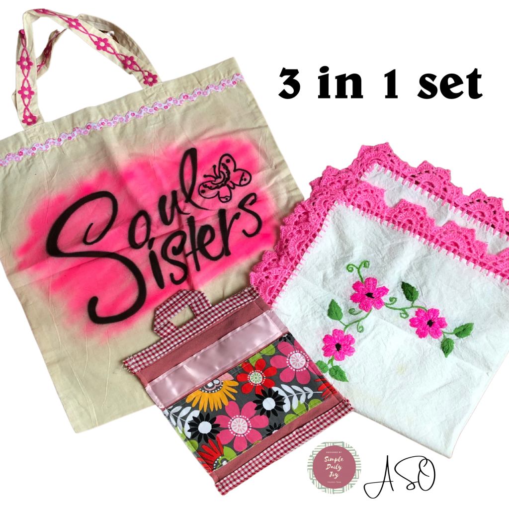 3 in 1 set - bag, doily and potholder - gift set for sale