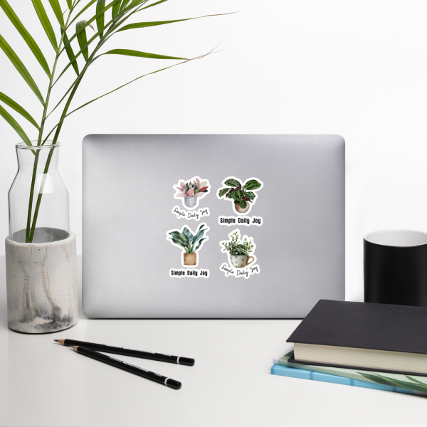 plant stickers on laptop